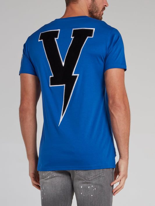Thunderbolt Blue Embroidered T-Shirt