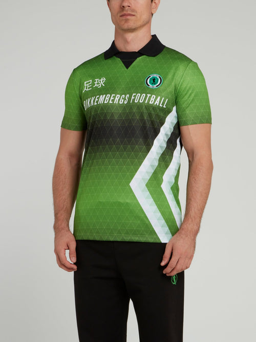 Зеленая спортивная рубашка поло с геометрическим принтом