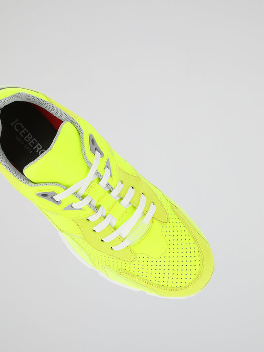Neon Yellow Perforated Active Sneakers