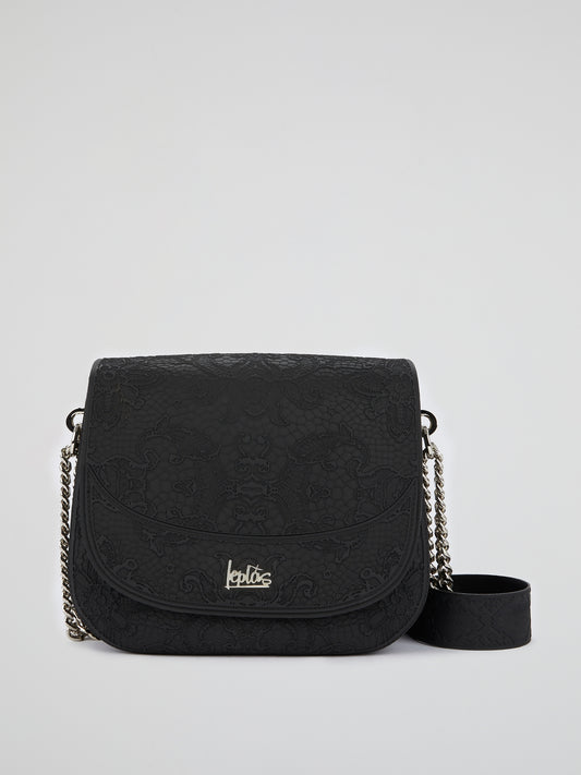 Black Big Dafne Lace Shoulder Bag