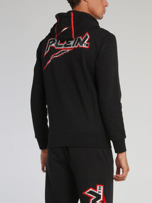 Black Rear Studded Logo Hoodie Sweatshirt