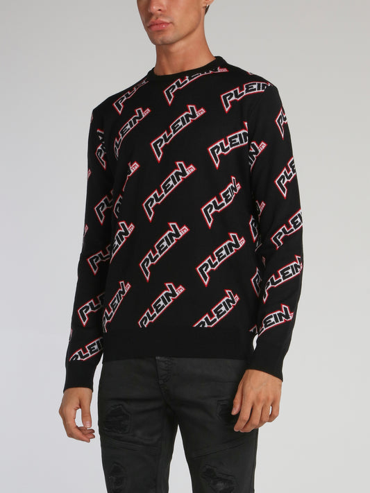 Space Plein Black Crewneck Pullover