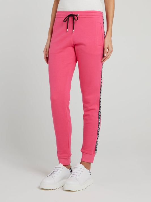 Pink Logo Tape Fleece Pants