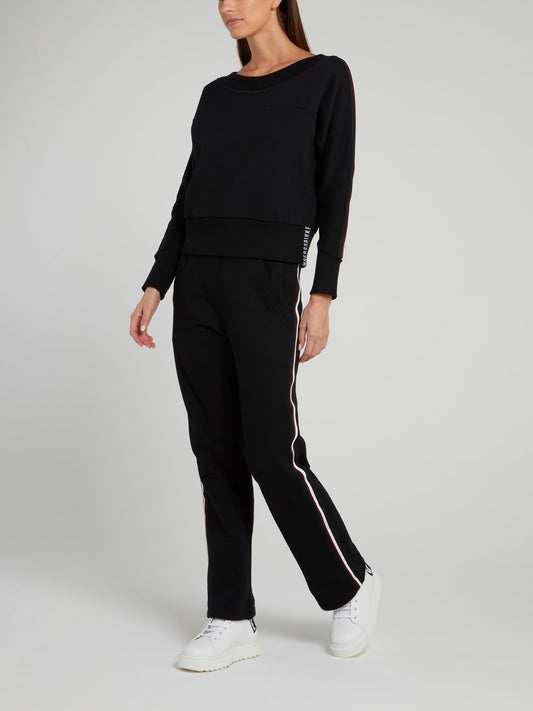 Black With Side Line Detail Active Pants