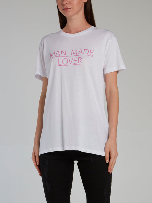 Man Made Lover Print White T-Shirt