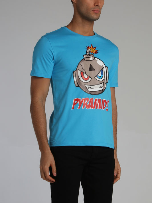 Blue Pyramid Bob Print T-Shirt