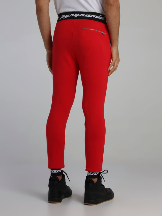 Red Core 3D Rubber Patch Drawstring Active Trousers