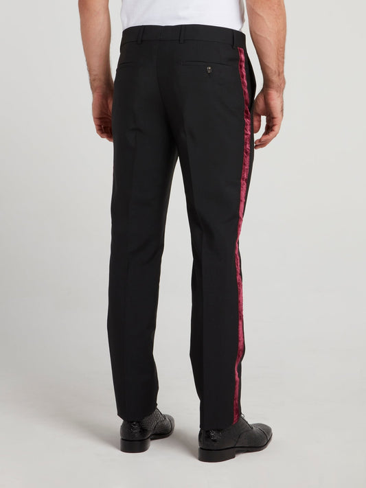 Black Velvet Side Stripe Pants