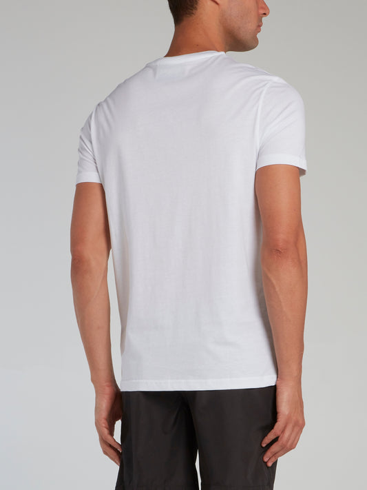 White Signature Print Cotton T-Shirt