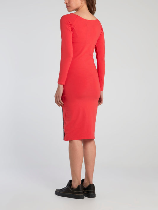 Cara Red Long Sleeve Bodycon Dress