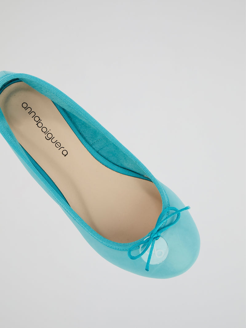 Blue Leather Ballerina Shoes