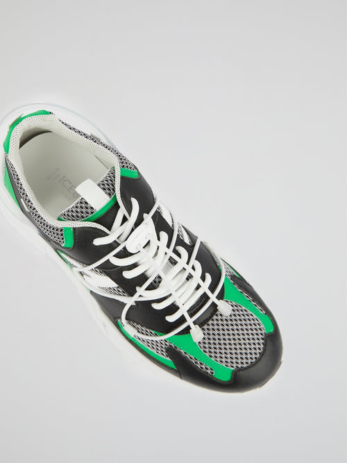 Green Lace-Up Chunky Sneakers