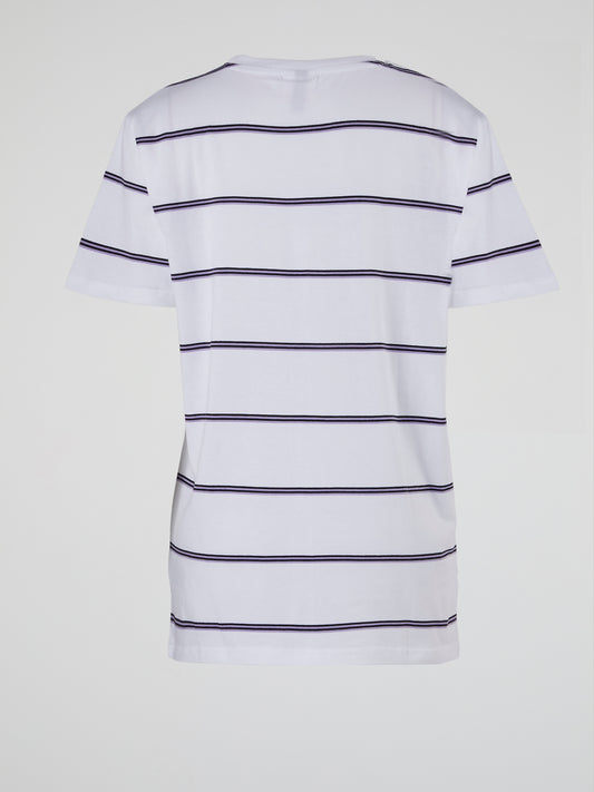 Pianna White Striped Long T-Shirt