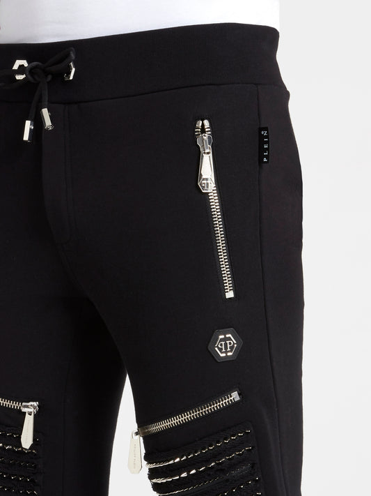 Black Spike Studded Jogging Trousers