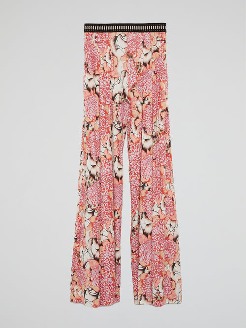 Floral Print Godet Pants