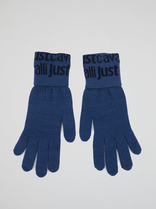 Blue Logo Knitted Gloves
