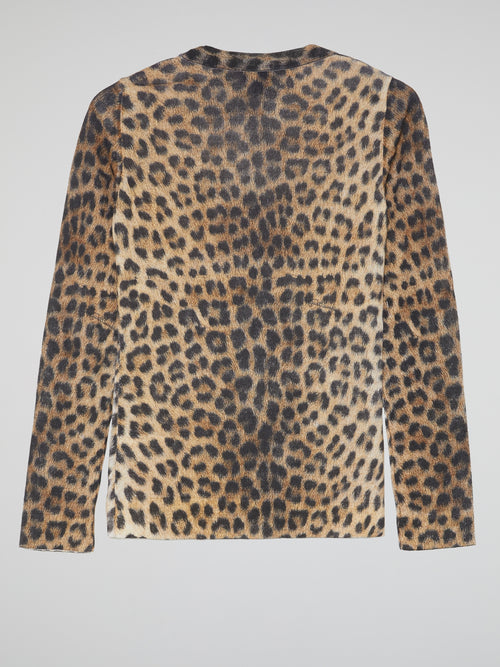 Leopard Print Long Sleeve Top