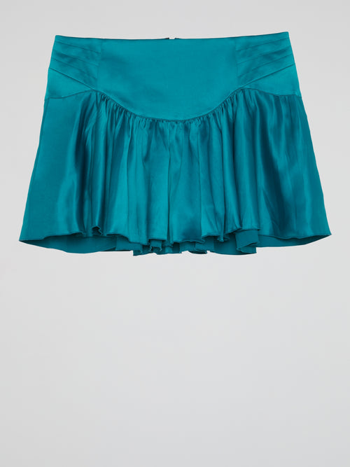 Blue Flared Mini Skirt