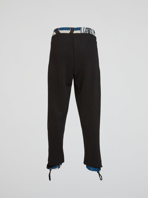 Black Contrast Waistband Track Pants