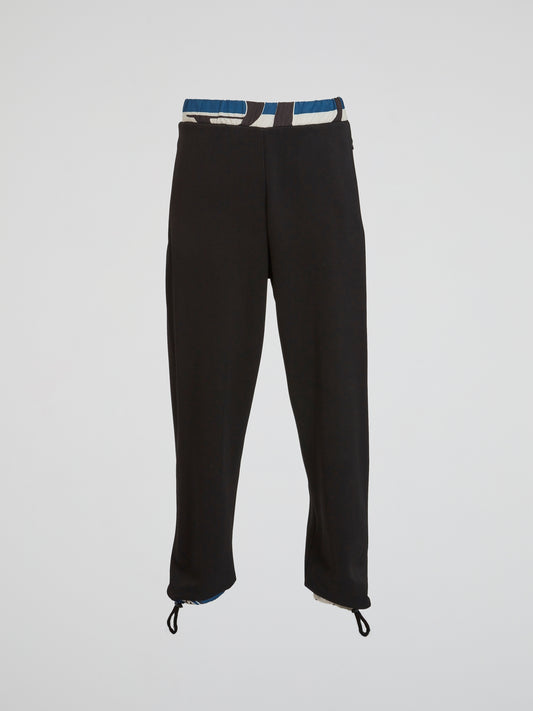 Black Contrast Waistband Track Pants