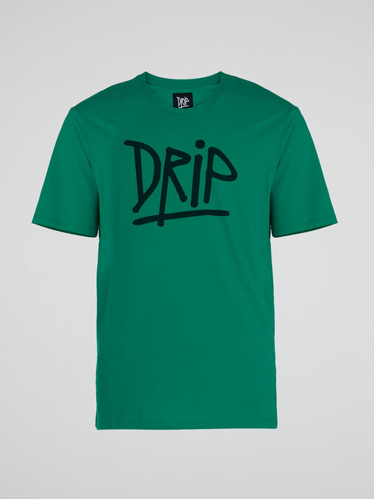 Green Contrast Logo Print T-Shirt