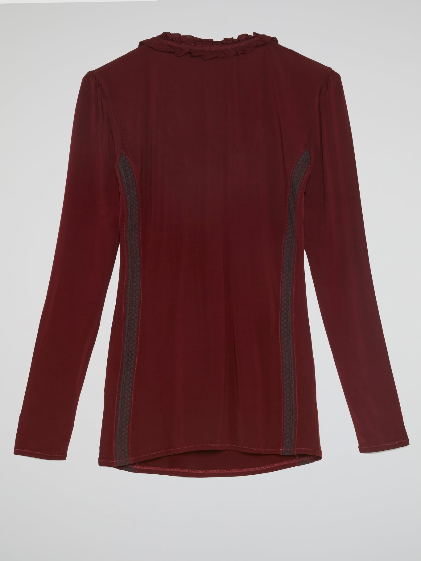 Burgundy Long Sleeve Frill Top