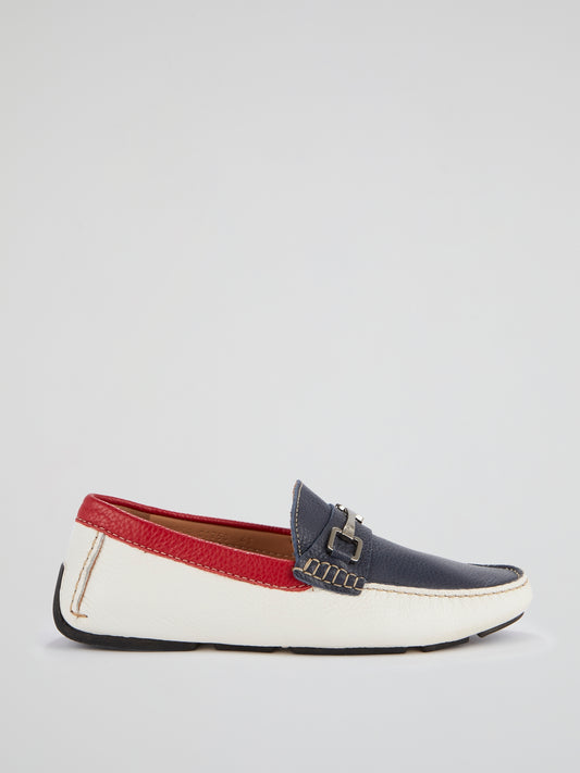 Colour Block Leather Loafers