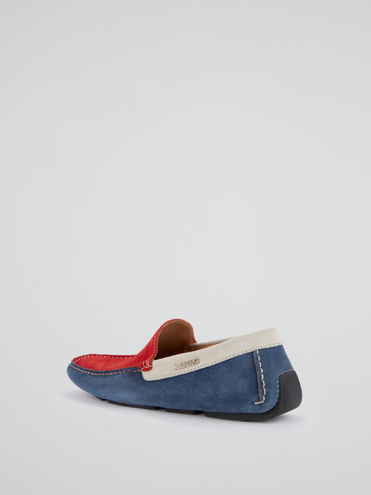 Colour Block Suede Loafers