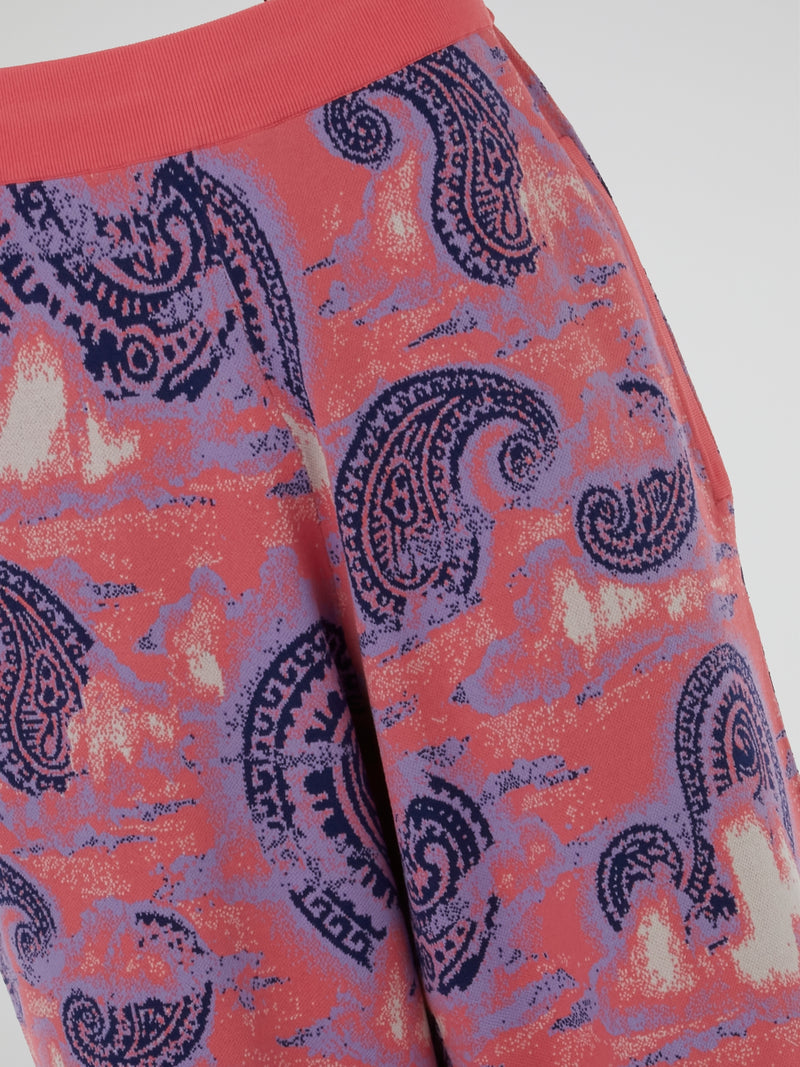 Paisley Print Ribbed Waist Pants