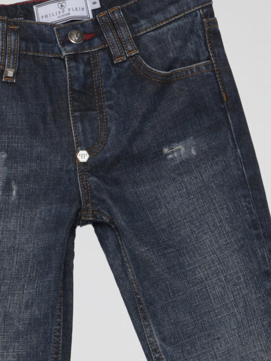 Logo Pocket Straight Cut Denim Jeans (Kids)