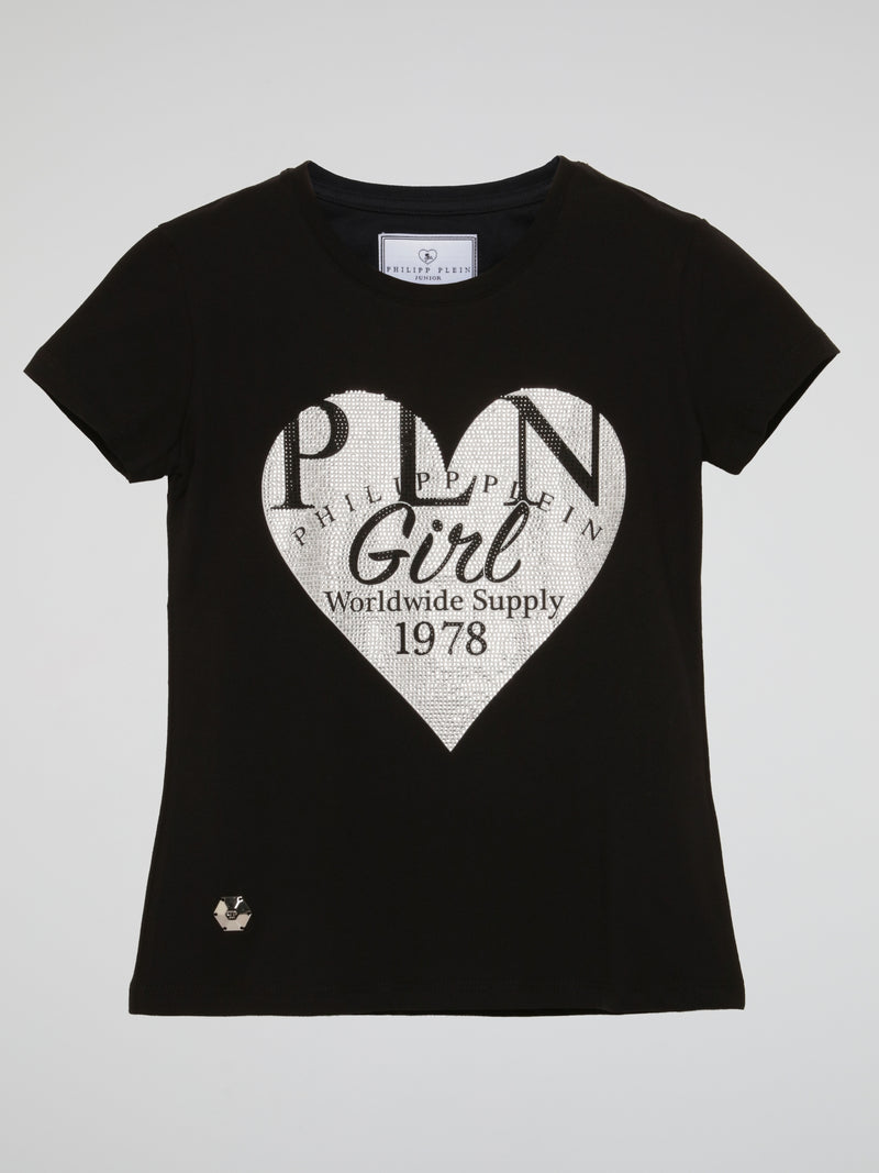 PLN Girl Black Crewneck T-Shirt (Kids)