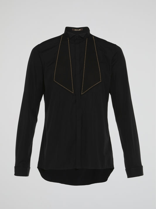 Black Embellished Long Sleeve Shirt