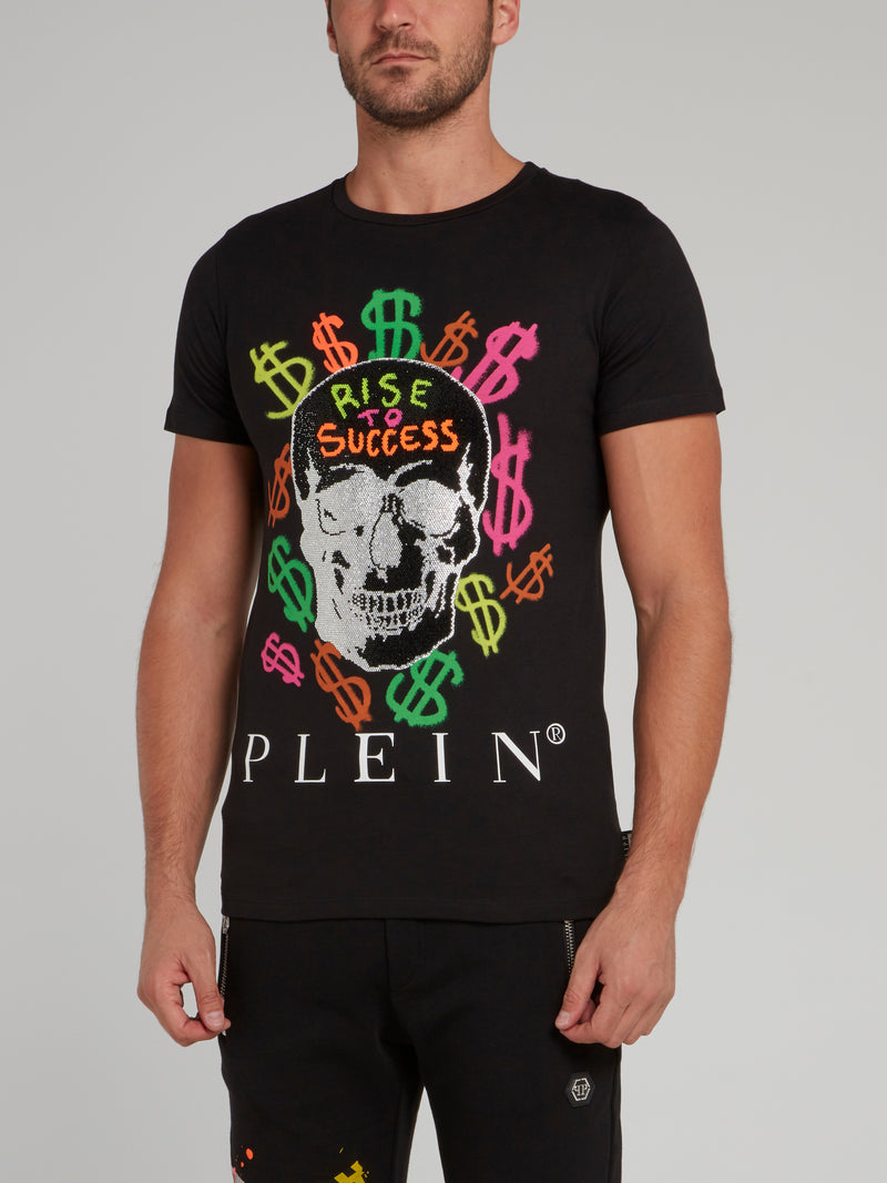 Dollar Skull Print Statement T-Shirt